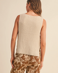 Sleeveless Sweater Top with Tied