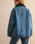 Corduroy Collar Denim Utility Jacket