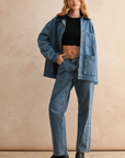 Corduroy Collar Denim Utility Jacket