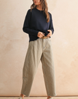Mini Checker Pattern Barrel Pants
