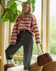 Multi Color Brushed Effect Sweater Top