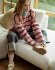 Multi Color Brushed Effect Sweater Top