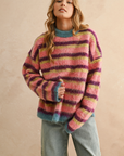 Multi Color Brushed Effect Sweater Top