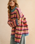Multi Color Brushed Effect Sweater Top