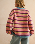 Multi Color Brushed Effect Sweater Top