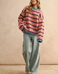 Multi Color Brushed Effect Sweater Top