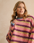 Multi Color Brushed Effect Sweater Top