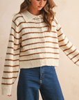 Buttondown Striped Knitted Cardigan