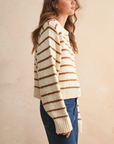 Buttondown Striped Knitted Cardigan