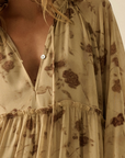 Floral Chiffon Tiered Ruffle Midi Prairie Dress
