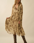 Floral Chiffon Tiered Ruffle Midi Prairie Dress