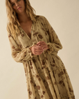 Floral Chiffon Tiered Ruffle Midi Prairie Dress