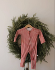 Bamboo Zip Pajamas | Red Gingham
