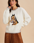 Horse Motif Knitted Sweater