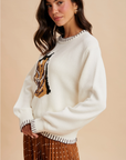 Horse Motif Knitted Sweater