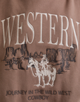 Cowboy Embroidered Sweatshirt - Brown