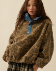 Paisley Sherpa Fleece Half-Zip Pullover Jacket