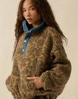 Paisley Sherpa Fleece Half-Zip Pullover Jacket