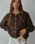Dark Chocolate Knit Sweater Long Sleeve Cardigan