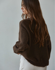 Dark Chocolate Knit Sweater Long Sleeve Cardigan