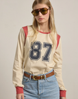 87 Embroidered Varsity Long Sleeve Top