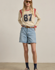 87 Embroidered Varsity Long Sleeve Top