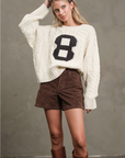 Cable Knit Varsity Sweater