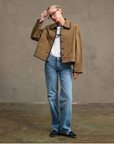 The Ollie Contrast Stitch Jacket - OLIVE
