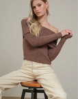 Off-Shoulder Ribbed Knit Top