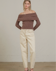 Off-Shoulder Ribbed Knit Top