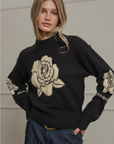 Rose Jacquard Knit Sweater
