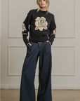 Rose Jacquard Knit Sweater