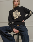 Rose Jacquard Knit Sweater