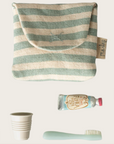 Toothbrush set in bag, Mouse - Blue stripe, Maileg