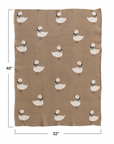Cotton Knit Baby Blanket w/ Ducklings