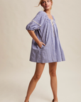 PRE ORDER - Lana Blue Striped Puff Sleeve Romper