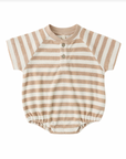 TERRY HENLEY ROMPER LATTE STRIPE, Quincy Mae