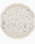 Round Scalloped Floral Bamboo Tray