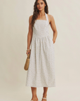 Modern Summer Heritage Basque Waist Halter Neck Stripe Midi