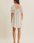 Botanical Pintuck Ruffled Mini Dress