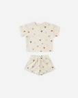 Waffle Tee + Short Set || Confetti Hearts, Quincy Mae