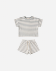 Waffle Tee + Short Set || Sky Stripe, Quincy Mae