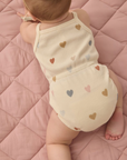 Waffle Cinch Romper || Confetti Hearts, Quincy Mae