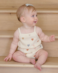 Waffle Cinch Romper || Confetti Hearts, Quincy Mae