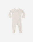 Bamboo Zip Footie || Oat Gingham, Quincy Mae