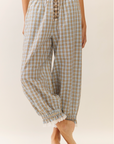 Plus Size Plaid Balloon Pants - Blue Multi