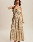 Floral Tie-Strap Smocked Maxi Dress