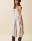 Patchwork Tiered Midi Dress