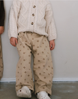 Kids Pattern Drop Crotch Pant - Beige