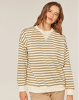 Stripped Detailed Rib Band Contrast Seam Top